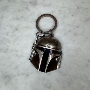 Star Wars Mandalorian Helmet‎ Keychain Metal Silver Tone Collectible 2"x2" Heavy